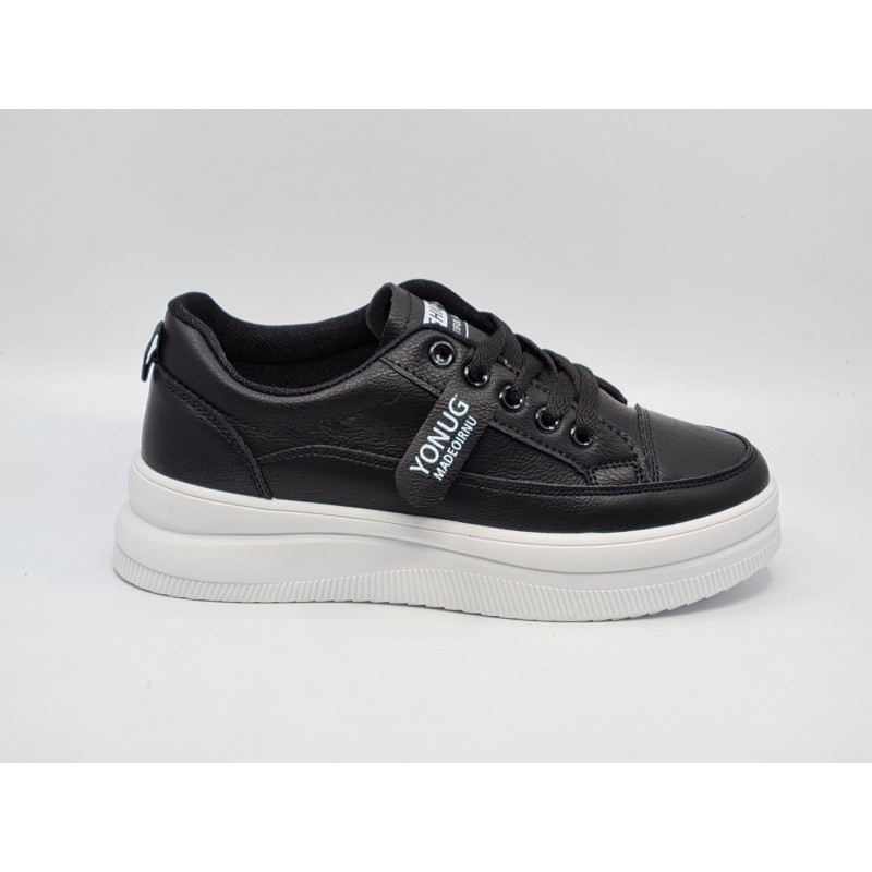 Czarne sneakersy, adidasy damskie na grubej podeszwie SeaStar NB555P - 1