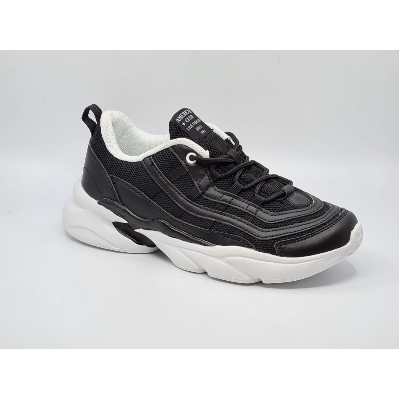 Czarne sneakersy, adidasy sportowe damskie American Club FH 30/22 - 1