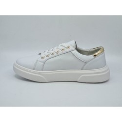 Skórzane sneakersy, półbuty sportowe damskie z muchą Vinceza 8741 białe - 3