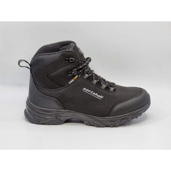 Czarne trapery, trekingi męskie Softshell AMERICAN WT58/23 - 1