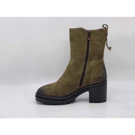 Zamszowe botki damskie na obcasie Vinceza 10812 khaki - 3