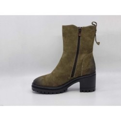 Zamszowe botki damskie na obcasie Vinceza 10812 khaki - 3