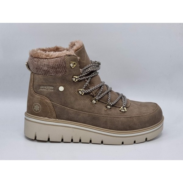 Zamszowe trapery damskie GOODIN CC30 khaki - 1