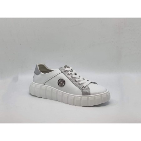 Białe skórzane sneakersy, półbuty damskie Goodin XF71 - 3