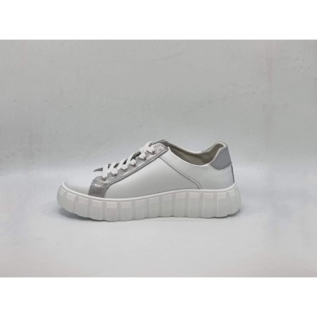 Białe skórzane sneakersy, półbuty damskie Goodin XF71 - 4