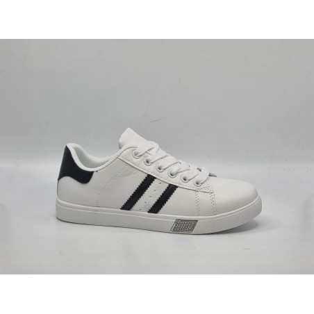 Białe z czarnymi pasami adidasy, sneakersy sportowe damskie MIKA MM85-5 - 4