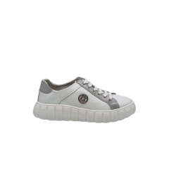 Białe skórzane sneakersy, półbuty damskie Goodin XF71 - 5