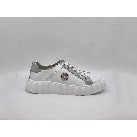 Białe skórzane sneakersy, półbuty damskie Goodin XF71 - 6
