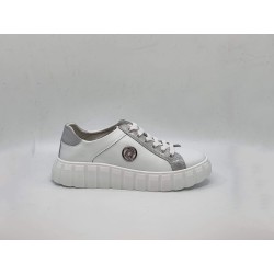 Białe skórzane sneakersy, półbuty damskie Goodin XF71 - 6