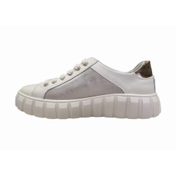 Beżowe skórzane sneakersy, półbuty damskie Goodin XF71 - 3