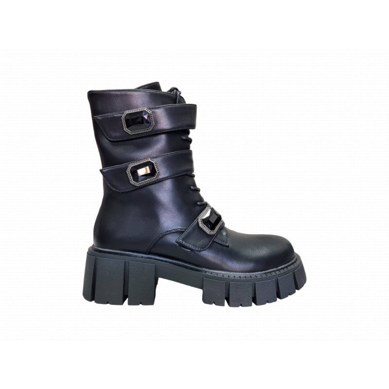 Czarne botki damskie na platformie D&A 870-62 - 1