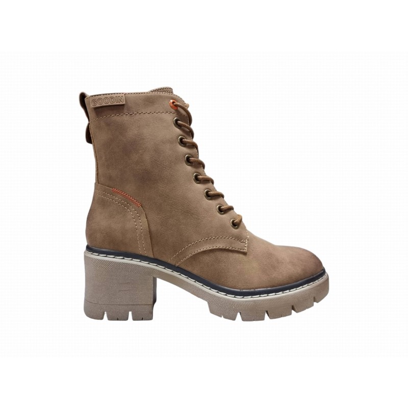 Botki damskie na obcasie Goodin WL60 Camel - 1