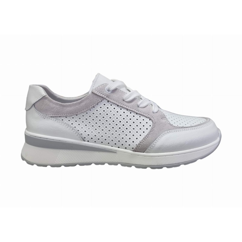 Skórzane sneakersy, półbuty damskie Goodin XF97 biało-szare - 1