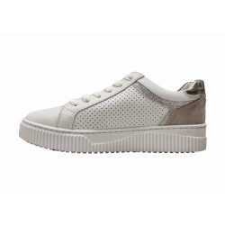 Skórzane beżowe sneakersy, półbuty sportowe Goodin FT101 - 3