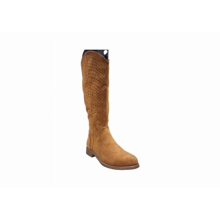 Zamszowe ażurowe kozaki damskie S.Barski HY66-150 camel - 2