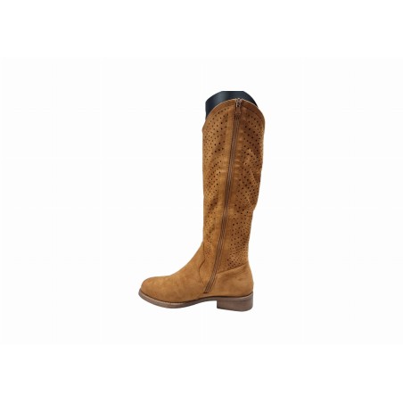 Zamszowe ażurowe kozaki damskie S.Barski HY66-150 camel - 3