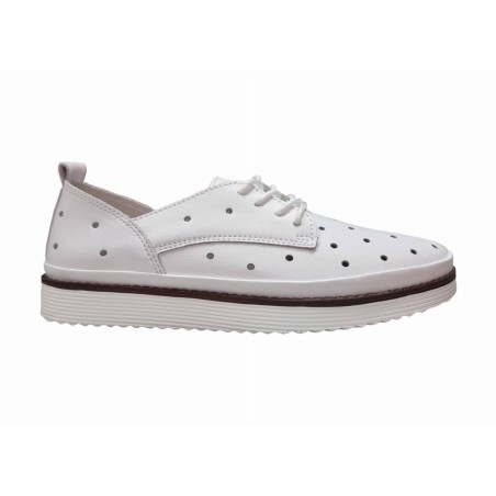 Białe ażurowe skórzane półbuty, sneakersy damskie S.Barski LR182 - 1