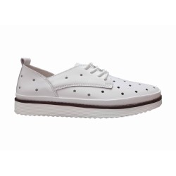 Białe ażurowe skórzane półbuty, sneakersy damskie S.Barski LR182 - 1