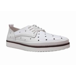 Białe ażurowe skórzane półbuty, sneakersy damskie S.Barski LR182 - 2