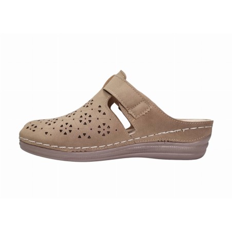 Ażurowe pełne klapki damskie Skotnicki 4026 khaki - 3