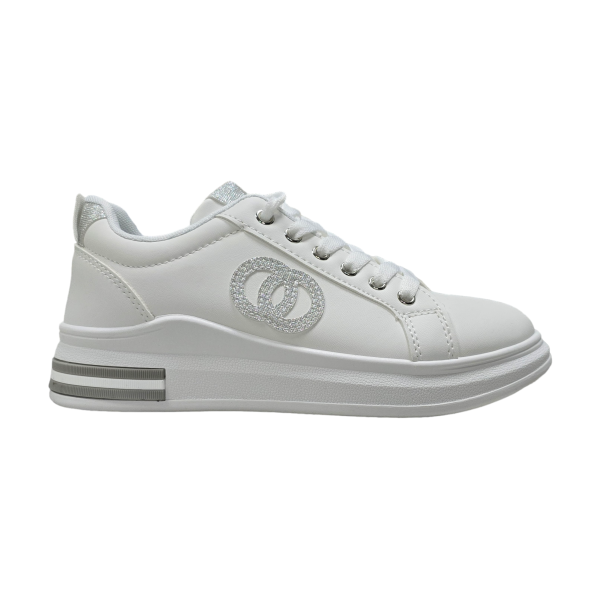 Damskie sneakersy na koturnie biało-srebrne Enplus 2853 - 1