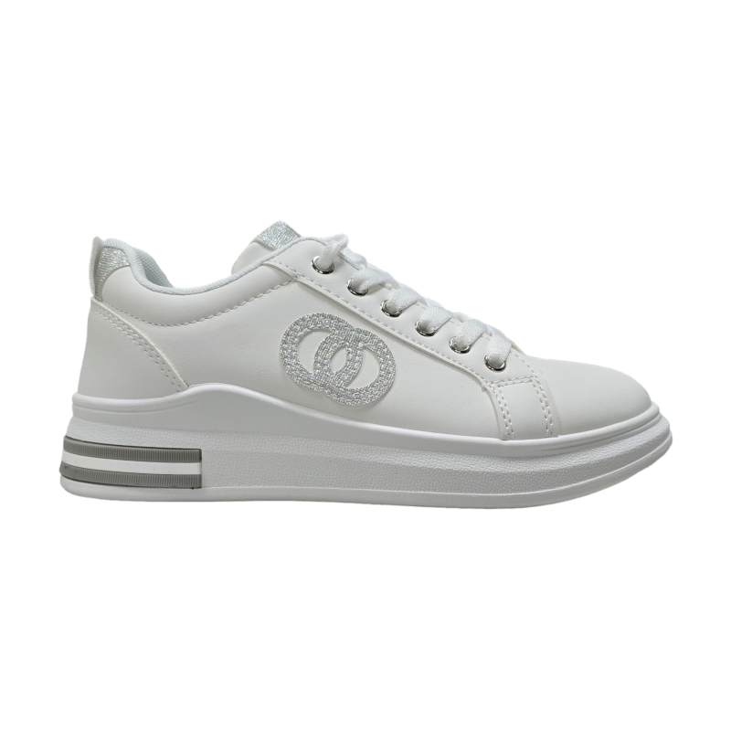Damskie sneakersy na koturnie biało-srebrne Enplus 2853 - 1