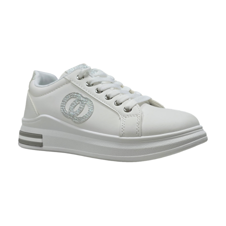 Damskie sneakersy na koturnie biało-srebrne Enplus 2853 - 2
