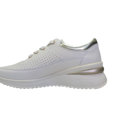 Skórzane, ażurowe sneakersy damskie Goodin XF174 beżowe - 3