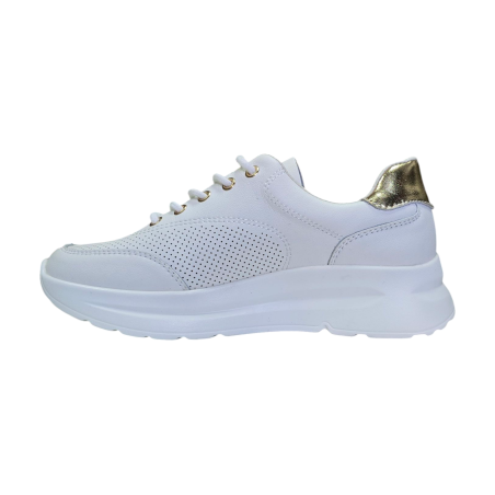 Skórzane, ażurowe sneakersy damskie Goodin XF187 białe - 1