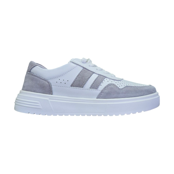 Skórzane sneakersy, półbuty sportowe damskie Goodin LX1041 biało-szare - 1