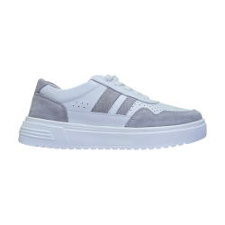 Skórzane sneakersy, półbuty sportowe damskie Goodin LX1041 biało-szare - 1