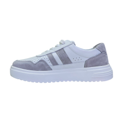 Skórzane sneakersy, półbuty sportowe damskie Goodin LX1041 biało-szare - 2