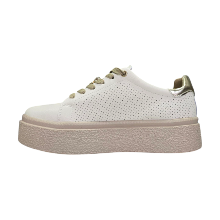 Sportowe skórzane sneakersy damskie na platformie Goodin FT117 beżowe - 2