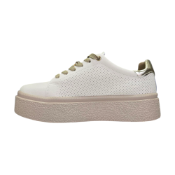 Sportowe skórzane sneakersy damskie na platformie Goodin FT117 beżowe - 2