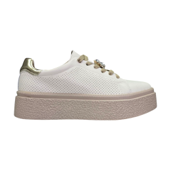 Sportowe skórzane sneakersy damskie na platformie Goodin FT117 beżowe - 3