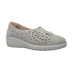 Ażurowe półbuty damskie Potocki 90341 khaki - 1