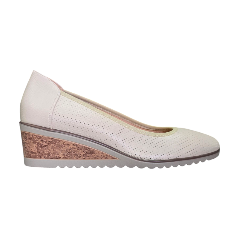 Beżowe półbuty damskie na koturnie Potocki 12653 - 1