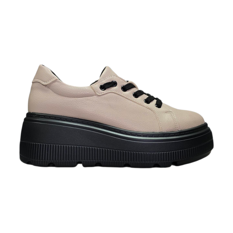 Skórzane sneakersy, półbuty damskie Cambell 19374 Khaki - 1