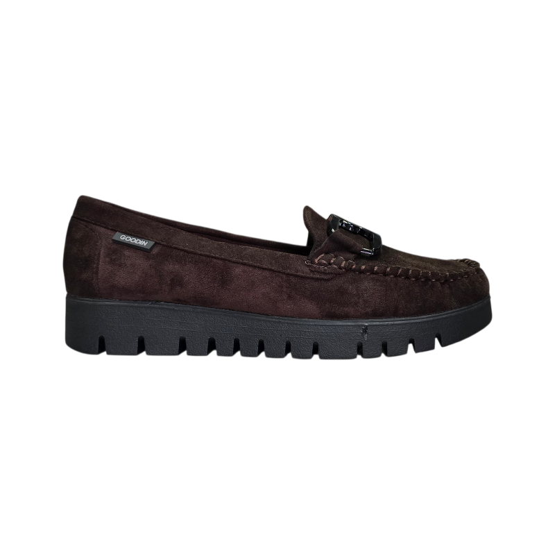 Zamszowe mokasyny damskie Goodin FL696C Coffee - 1