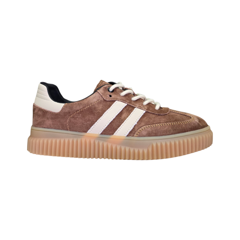 Brązowe skórzane sneakersy Goodin XF199 - 1