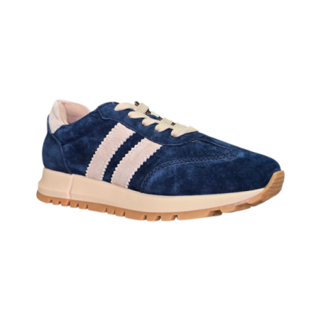 Granatowe skórzane sneakersy damskie Goodin LX1080 - 2