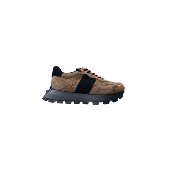 Brązowe skórzane sneakersy damskie Goodin XF241 - 1