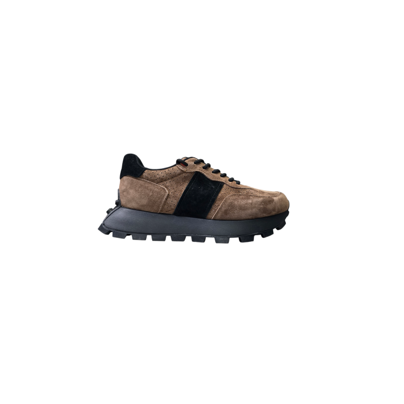 Brązowe skórzane sneakersy damskie Goodin XF241 - 1