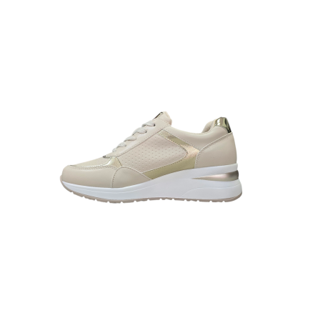Beżowe sneakersy damskie na koturnie Evento 9678 - 4
