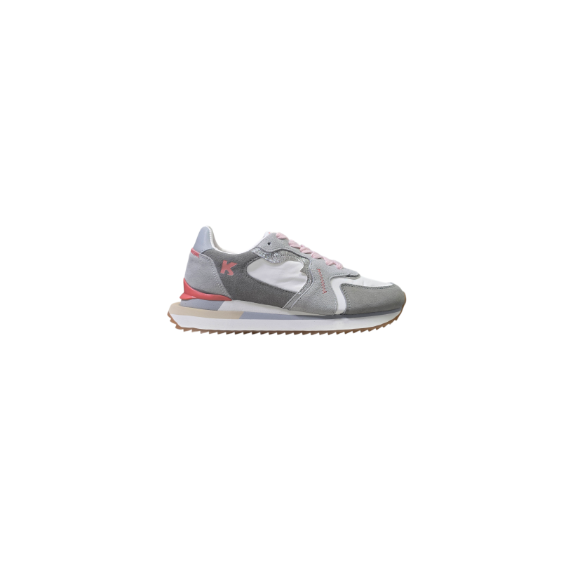 Szare skórzane sneakersy damskie Kobbo 100100 - 1