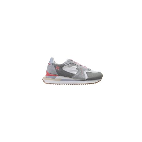 Szare skórzane sneakersy damskie Kobbo 100100 - 1