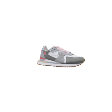 Szare skórzane sneakersy damskie Kobbo 100100 - 2
