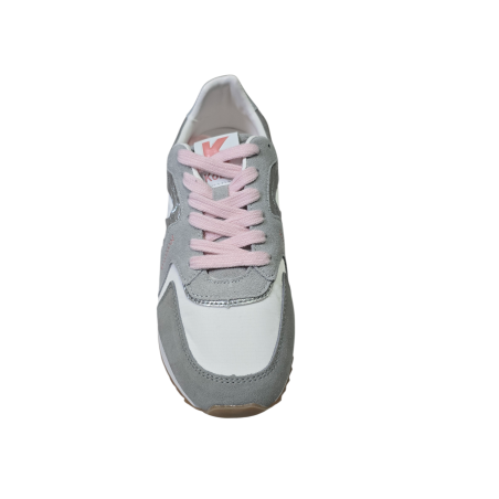 Szare skórzane sneakersy damskie Kobbo 100100 - 4