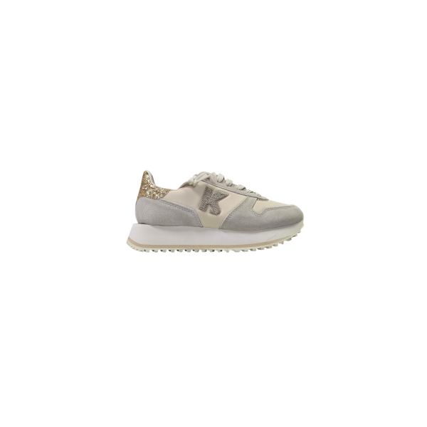 Beżowe skórzane sneakersy damskie Kobbo 100103 - 1