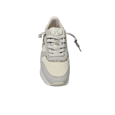 Beżowe skórzane sneakersy damskie Kobbo 100103 - 4